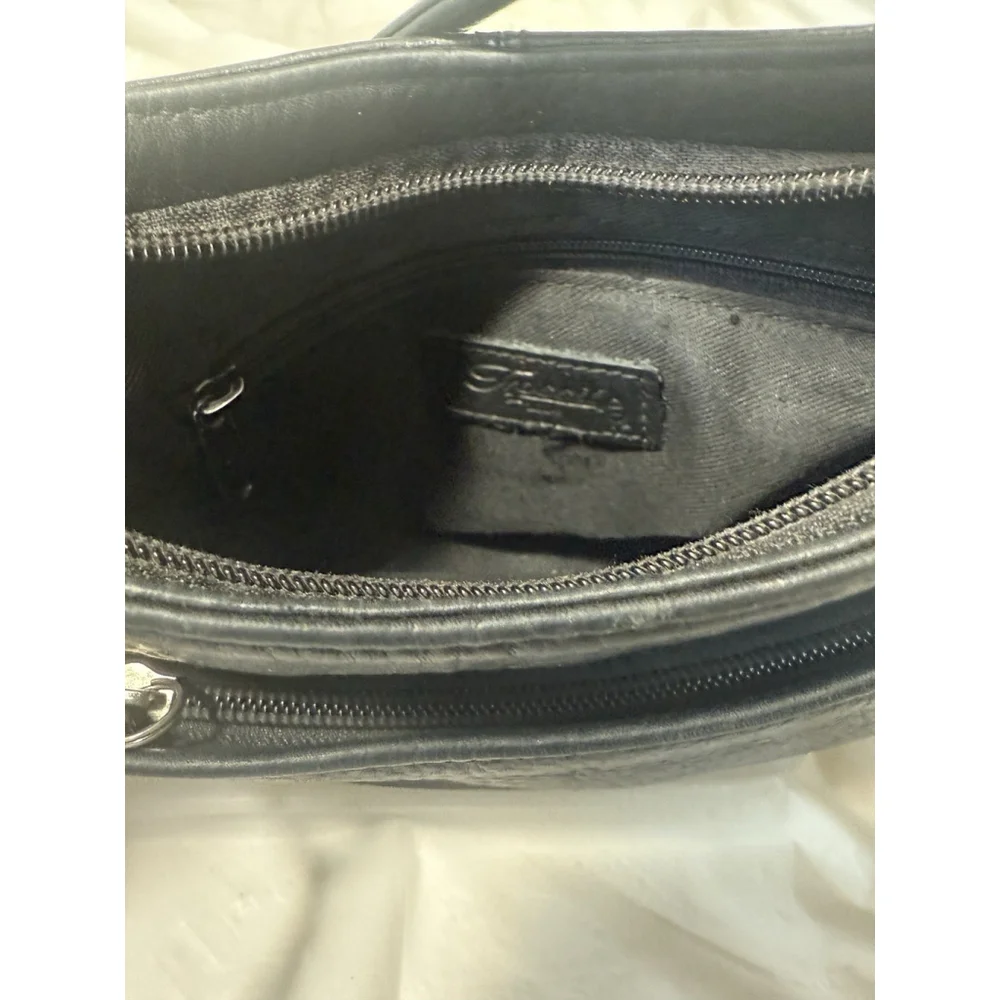 Fossil Vintage Y2K Purse Black Leather Small Crossbody Bag Key Charm